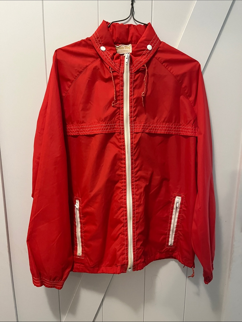 White Stag Bright Red Zip-Up Windbreaker